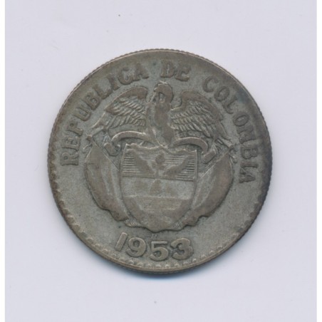 Colombie - 20 Centavos - 1953 B - argent - TB