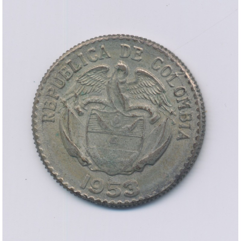 Colombie - 20 Centavos - 1953 B - argent - TTB