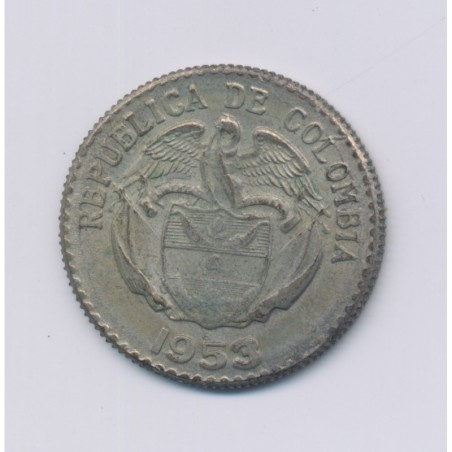 Colombie - 20 Centavos - 1953 B - argent - TTB
