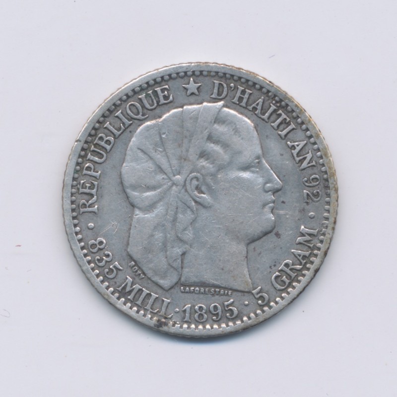 Haiti - 20 Cent - 1895 Paris - argent - TTB