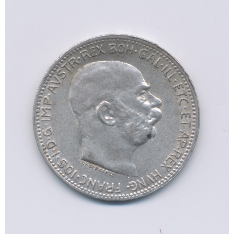 Hongrie - 1 Korona - 1915 - François Joseph I - argent - TTB