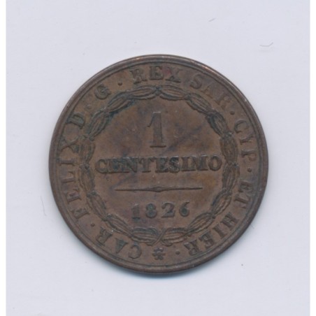 Italie - Centesimo - 1826 - Sardaigne - bronze - TTB