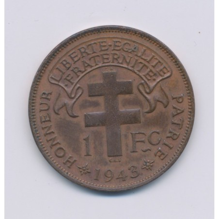 Madagascar - 1 Franc - 1943 - bronze - TB+
