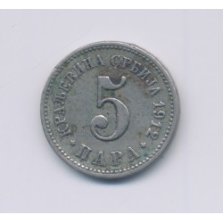 Serbie - 5 Para - 1912 - nickel - TB