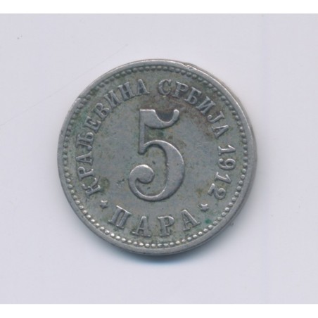 Serbie - 5 Para - 1912 - nickel - TB