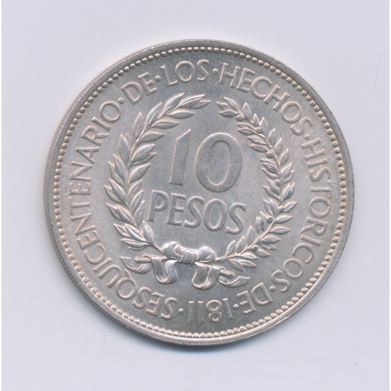 Uruguay - 10 Pesos - 1961 - argent - SUP