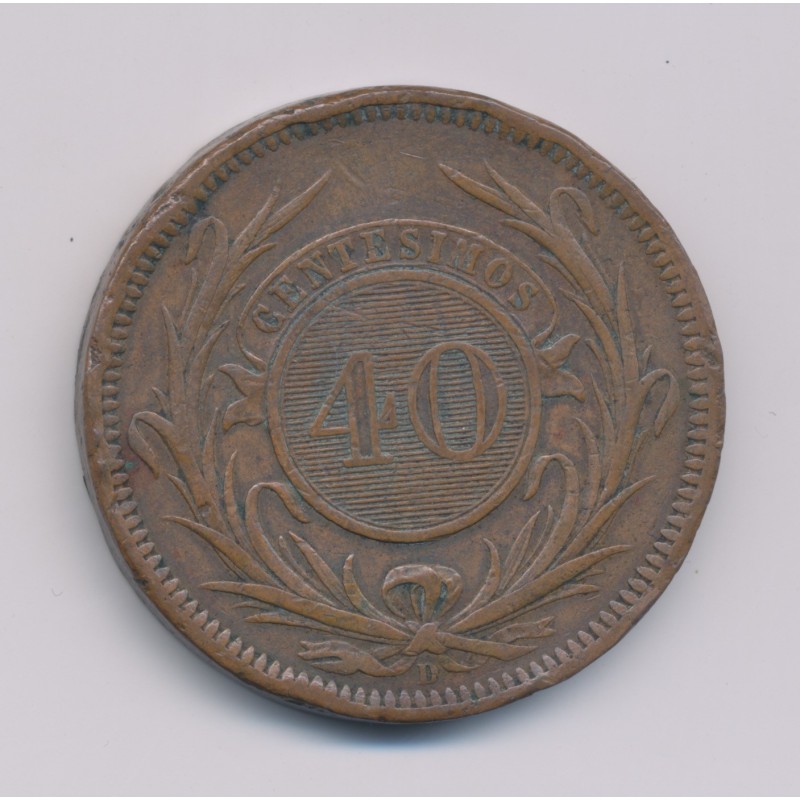 Uruguay - 40 Centimos - 1857 D - cuivre - TB+