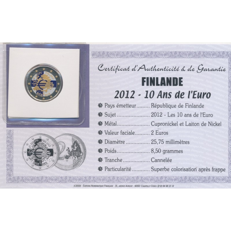2 Euro couleur - Finlande - 10 ans euro - 2012