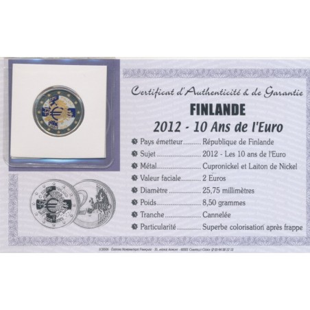 2 Euro couleur - Finlande - 10 ans euro - 2012