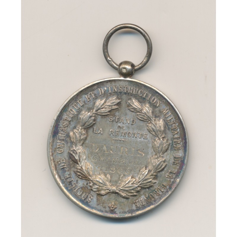 Médaille - Société de gymnastique et instruction militaire - Gironde - gravé Champion 1896 - 37mm - bronze - TTB