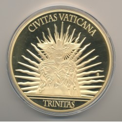 Médaille 100mm - Père,fils de Saint Esprit - cuivre doré et colorisé  2