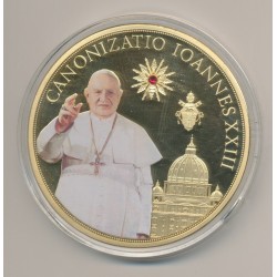 Médaille - Canonisation Jean XXIII N°2 - cuivre doré et colorisé - 70mm
