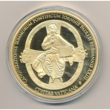 Médaille - Canonisation Jean XXIII N°2 - cuivre doré et colorisé - 70mm