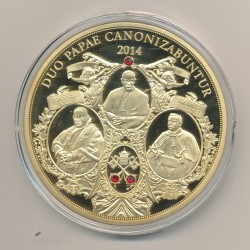 Médaille - Canonisation Papes par François - 2014  - cuivre doré - 70mm