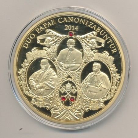Médaille - Canonisation Papes par François - 2014  - cuivre doré - 70mm