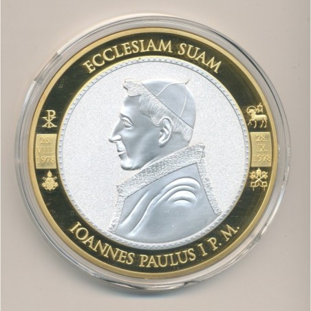Médaille - Jean Paul I - Revers blasons Vatican en couleur - cuivre doré et argenté - 70mm
