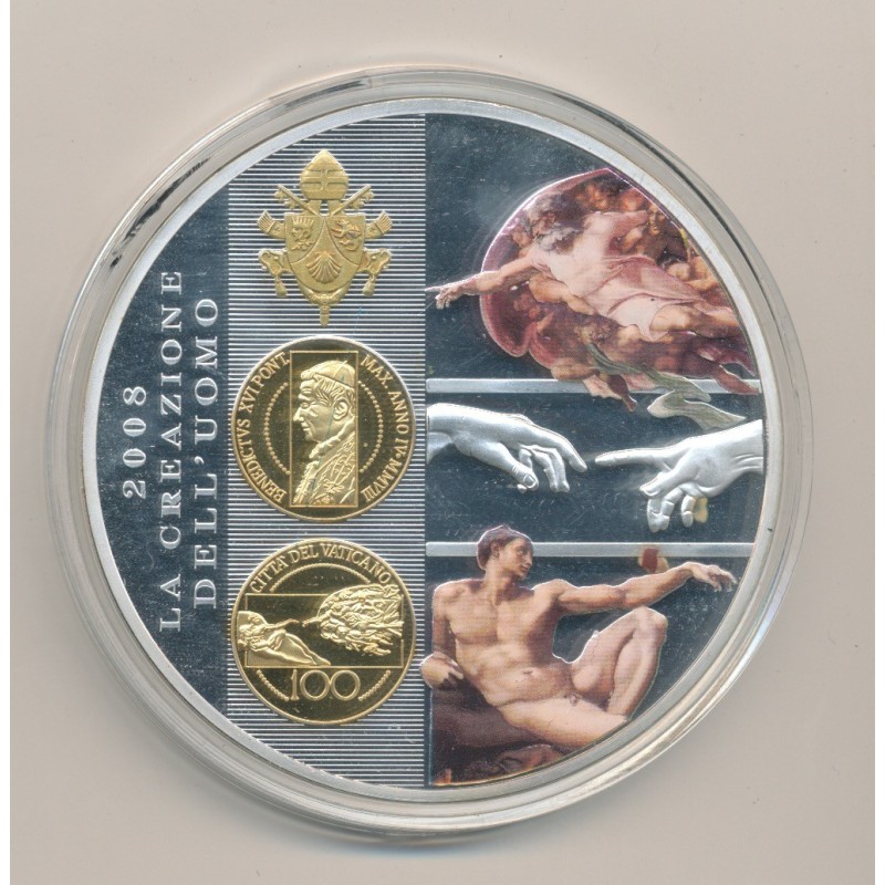 Médaille - La création de l'homme - L'or du Vatican - 2008 - couleur - 70mm