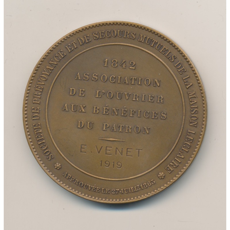 Médaille - Edme Jean Leclaire - Société de prévoyance et secours mutuels - bronze - 51mm