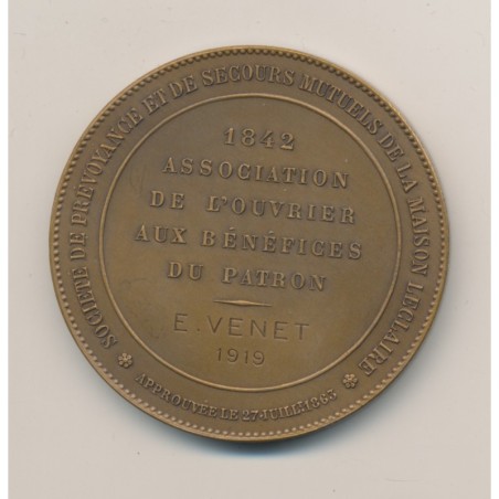 Médaille - Edme Jean Leclaire - Société de prévoyance et secours mutuels - bronze - 51mm