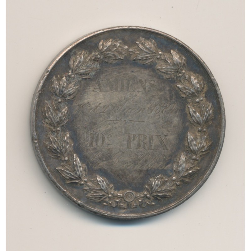Médaille - Amiens 10e prix - gravure 1884 la rochelaise - argent 