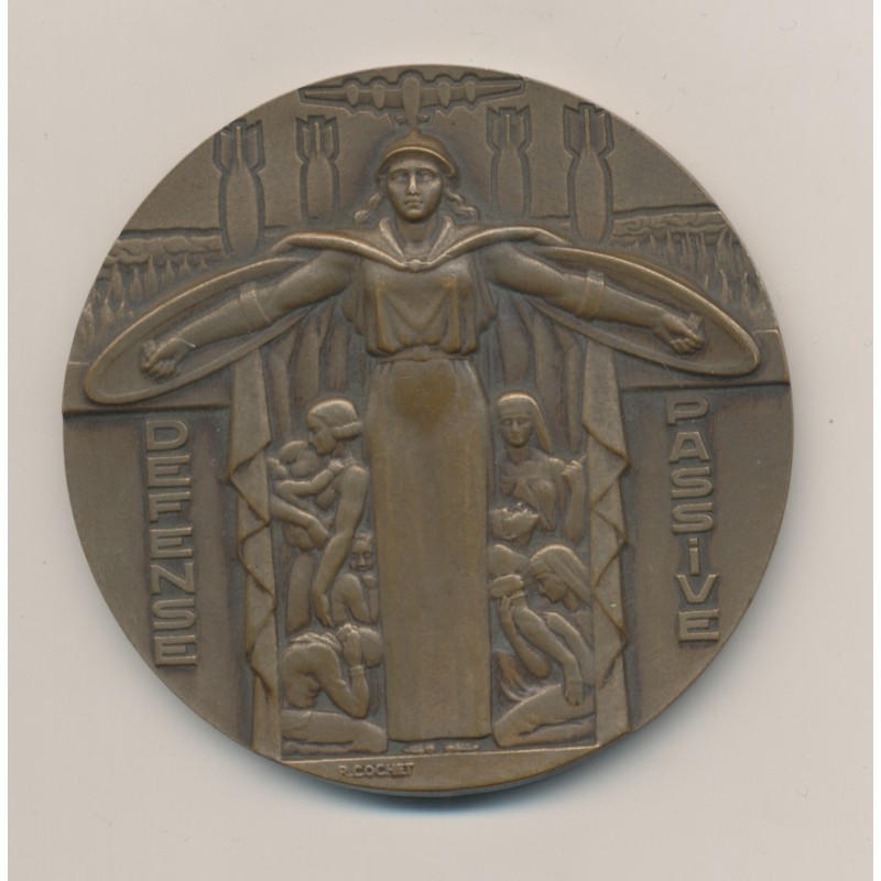 Médaille - Défense passive - 1939/1945 - bronze - 59mm - Cochet