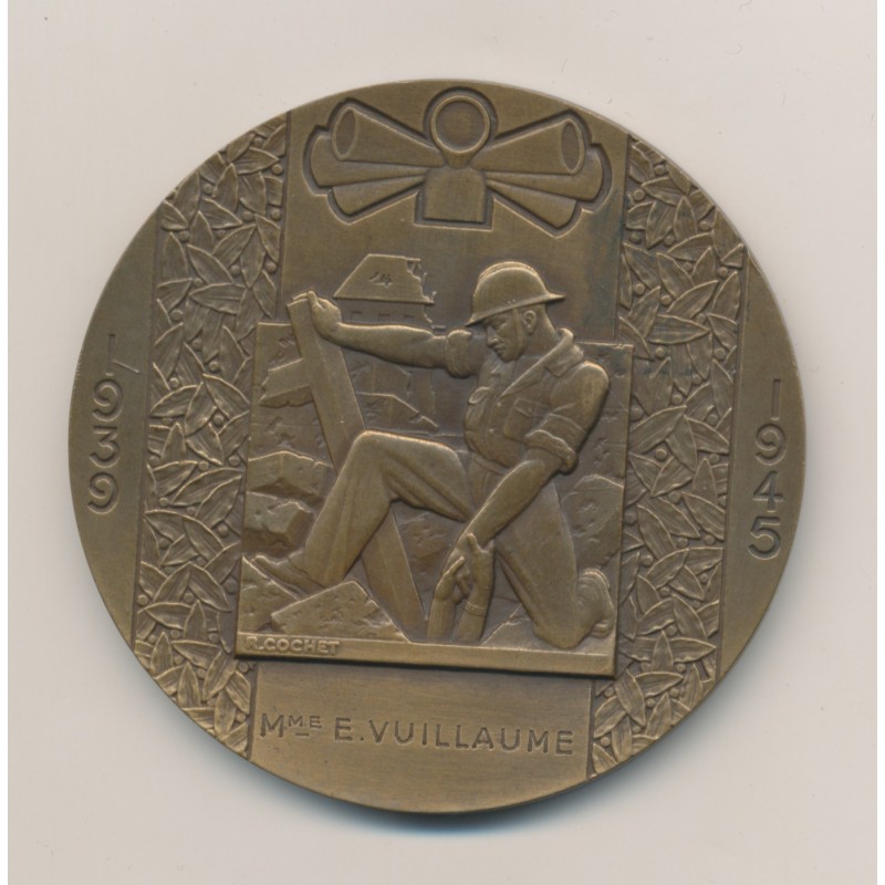 Médaille - Défense passive - 1939/1945 - bronze - 59mm - Cochet