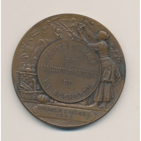 Médaille - Comice agricole La Rochelle - Concours de Saint martin de ré 1902 - bronze - 50mm