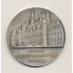 Médaille - Conseil municipal Paris - avec écrin - bronze argenté - 51mm 2