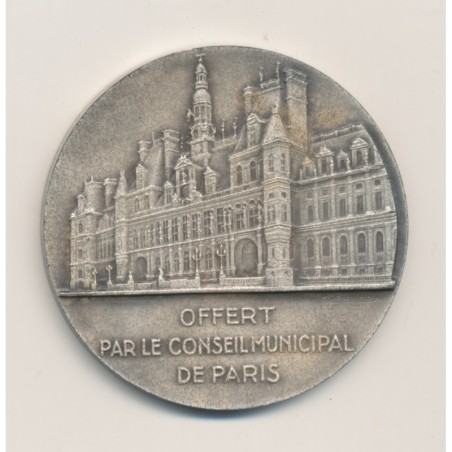 Médaille - Conseil municipal Paris - avec écrin - bronze argenté - 51mm