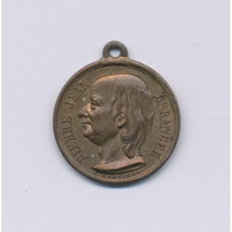 Médaille - Pierre Jean Béranger - 1857 - laiton - 17mm - TTB+