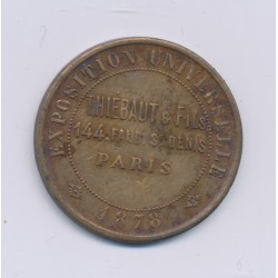 Médaille - exposition universelle 1878 - cuivre - 27mm - TTB 2