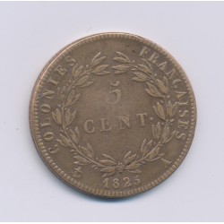 Colonies générales - 5 centimes 1825 A Paris - Charles X - TTB+ 2