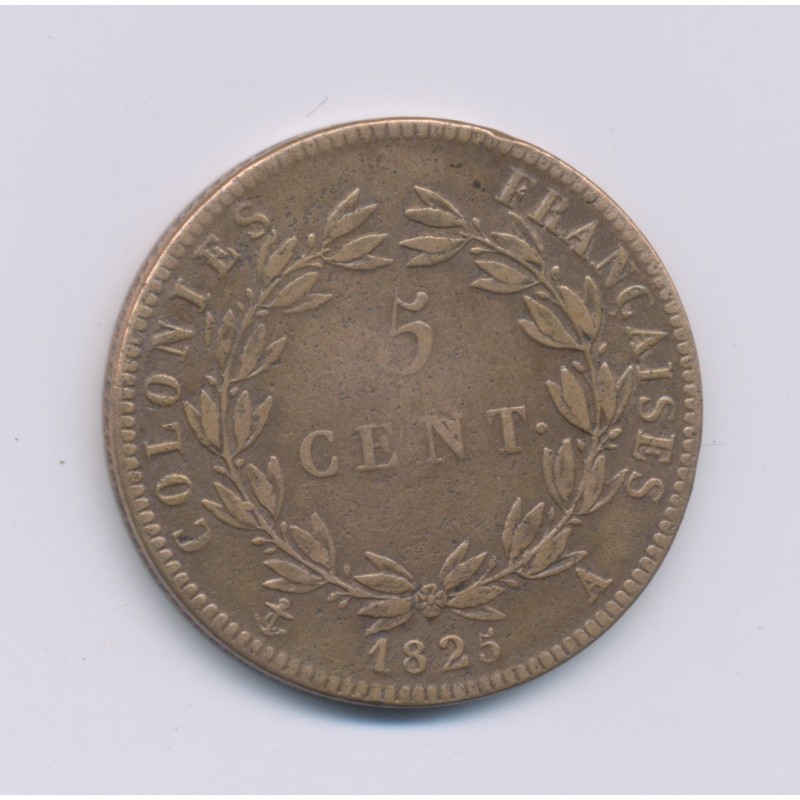 Colonies générales - 5 centimes 1825 A Paris - Charles X - TTB+