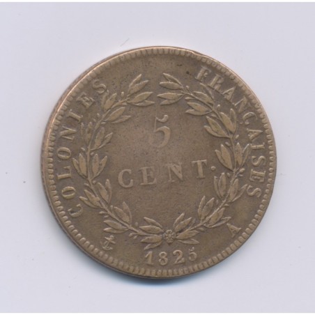 Colonies générales - 5 centimes 1825 A Paris - Charles X - TTB+