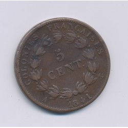 Colonies générales - 5 centimes 1841 A - Louis Philippe I - Guadeloupe - TB+ 2