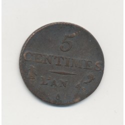5 Centimes Dupré - AN 4 A Paris - TB - Petit module