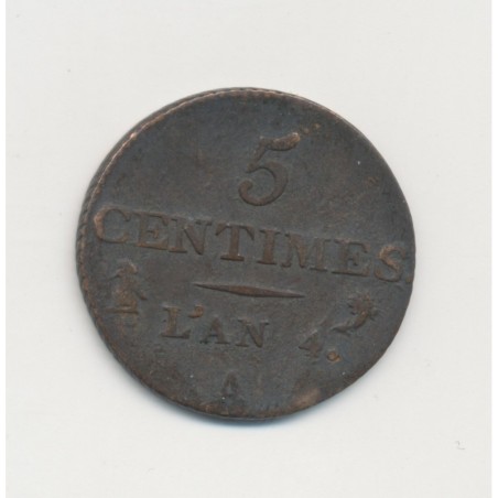 5 Centimes Dupré - AN 4 A Paris - TB - Petit module