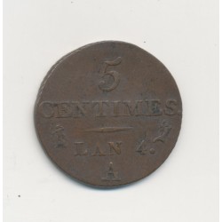 5 Centimes Dupré - AN 4 A Paris - TB+ - Petit module