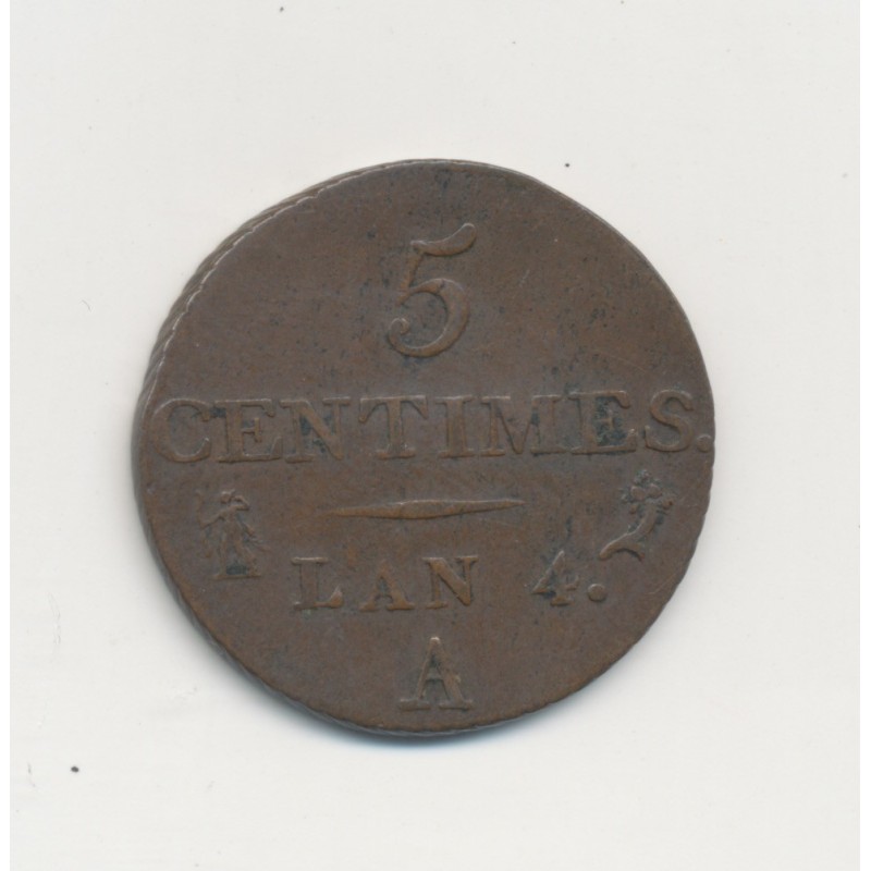 5 Centimes Dupré - AN 4 A Paris - TB+ - Petit module