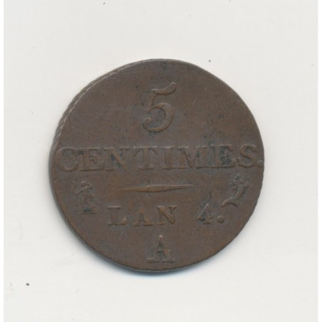 5 Centimes Dupré - AN 4 A Paris - TB+ - Petit module