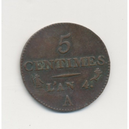 5 Centimes Dupré - AN 4 A Paris - TTB+ - Petit module