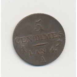 5 Centimes Dupré - AN 4 A Paris - SUP+ - Petit module