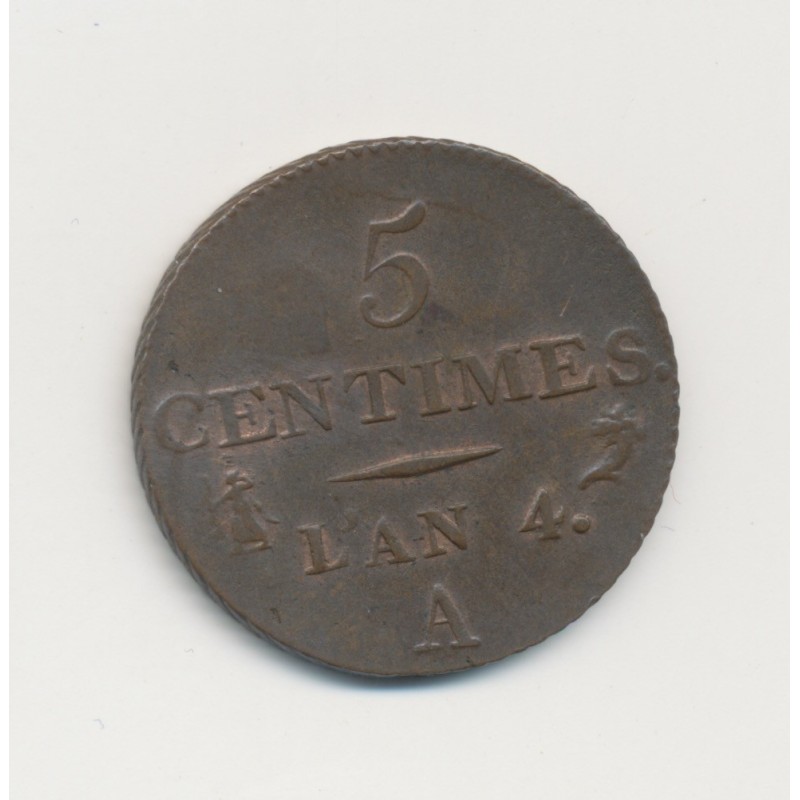 5 Centimes Dupré - AN 4 A Paris - SUP+ - Petit module