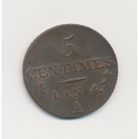 5 Centimes Dupré - AN 4 A Paris - SUP+ - Petit module