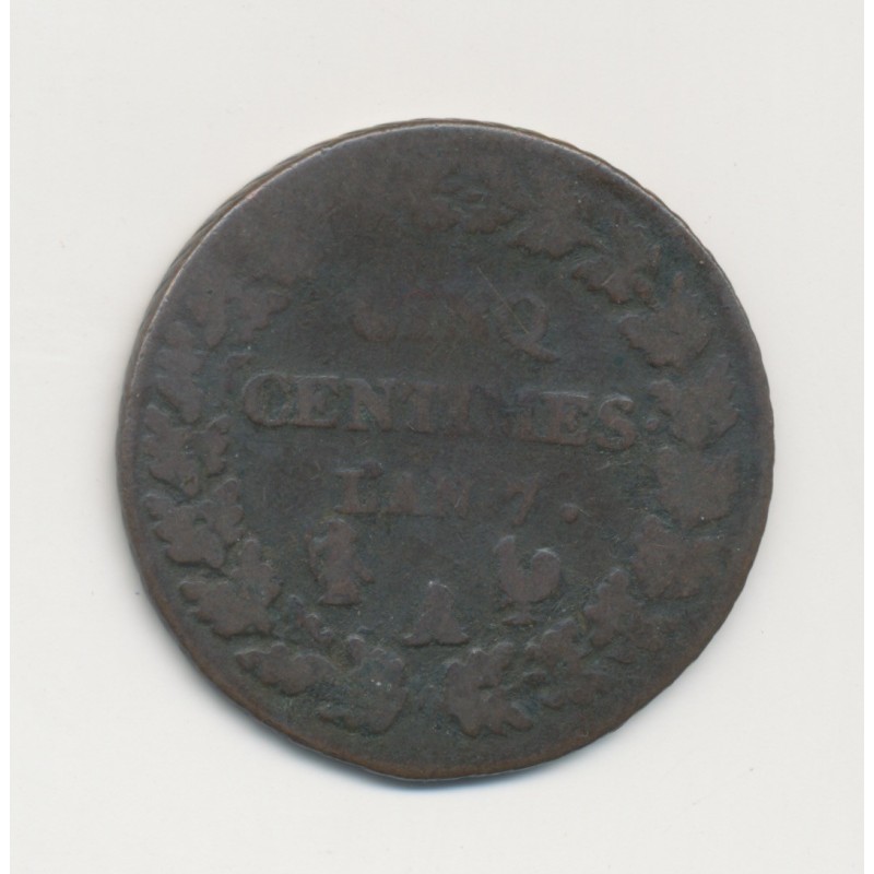 5 Centimes Dupré - AN 7 A Paris - B/TB - Grand module