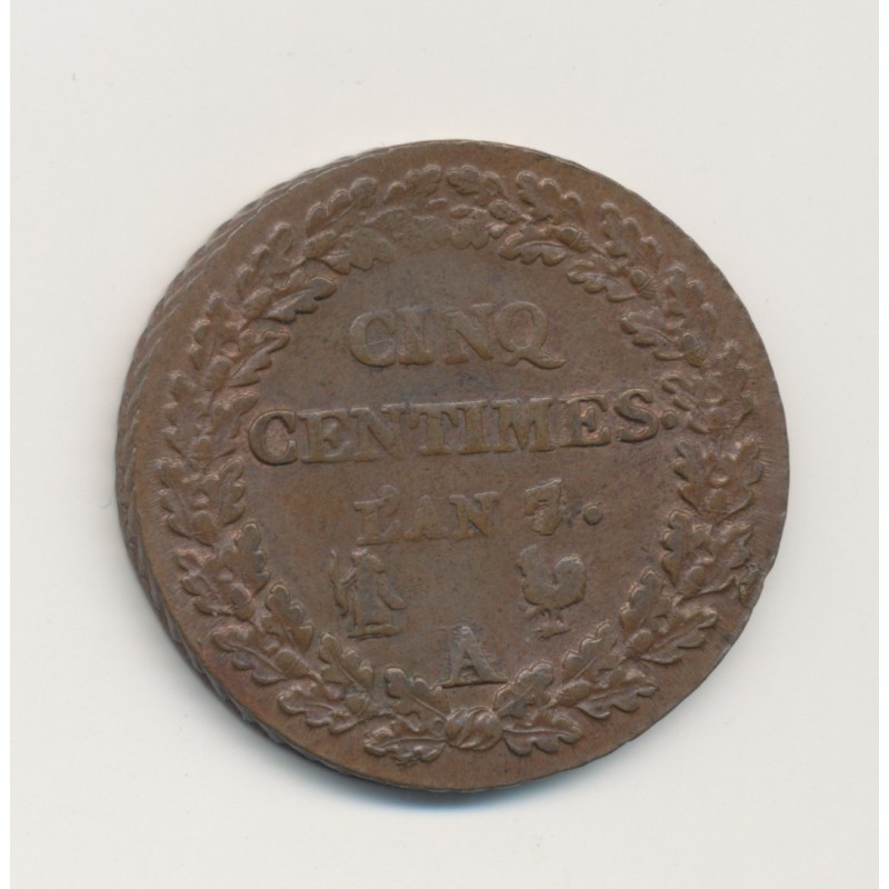 5 Centimes Dupré - AN 7/5 A/R - TTB+ - Grand module