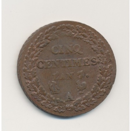5 Centimes Dupré - AN 7/5 A/R - TTB+ - Grand module