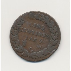 5 Centimes Dupré - AN 9 G Genève - TB/TB+ - Grand module