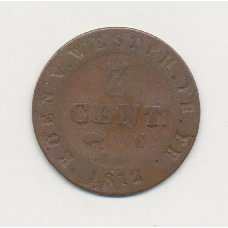 Westphalie - 3 Centimes - 1812 C - Jérome Napoléon - TB/TB+