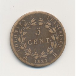 5 Centimes - 1827 H La rochelle - Charles X - TTB - Colonies Françaises  2